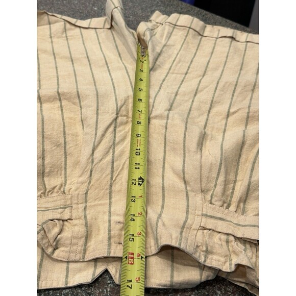 90s VTG Style Linen Cotton High Waist Mom Shorts Size 26/S Vintage yellow stripe - Picture 10 of 11